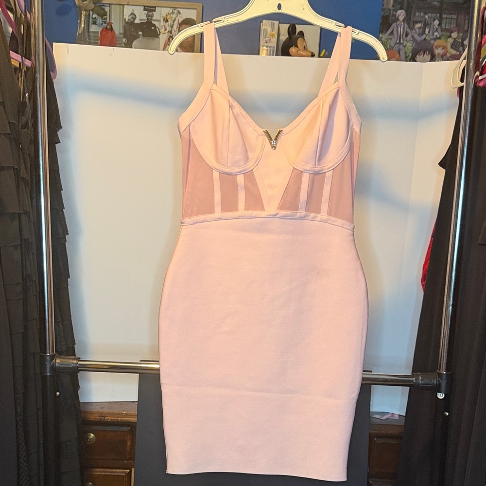 NWT Beverly Hills Boutique Size L Pink Bodycon Bandage Dress - Picture 8 of 8